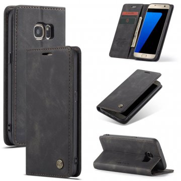 CaseMe Samsung Galaxy S7 Wallet Stand Magnetic Flip Case Black
