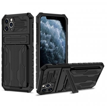 iPhone 11 Pro Max Card Slot Kickstand Shockproof Case Black