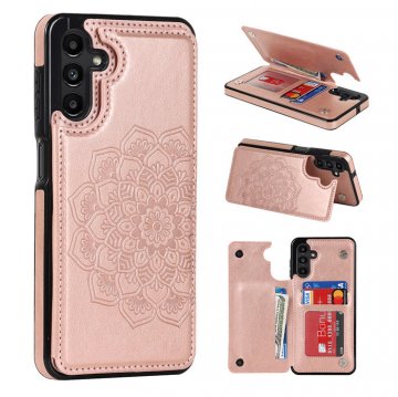 Mandala Embossed Samsung Galaxy A13 5G Case with Card Holder Rose Gold