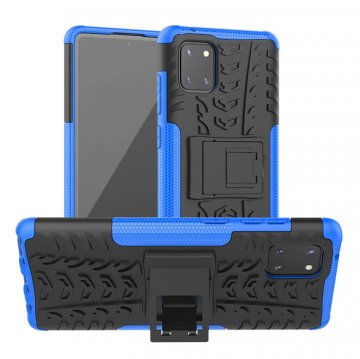 Samsung Galaxy A81/Note 10 Lite Hybrid Rugged PC + TPU Kickstand Case Blue