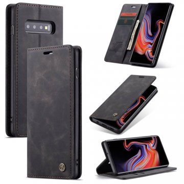 CaseMe Samsung Galaxy S10 Plus Retro Wallet Magnetic Case Black