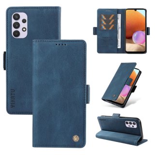 YIKATU Samsung Galaxy A32 4G Skin-touch Wallet Kickstand Case Blue