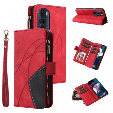 Motorola Edge X30 Zipper Wallet Magnetic Stand Case Red