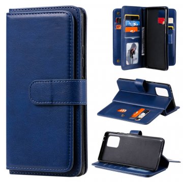 Samsung Galaxy A91/S10 Lite Multi-function 10 Card Slots Wallet Case Dark Blue