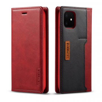 LC.IMEEKE iPhone 11 Wallet Magnetic Stand Case with Card Slots Red