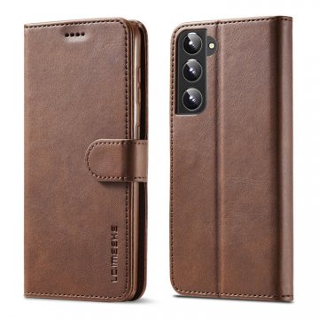 LC.IMEEKE Samsung Galaxy S22 Wallet Magnetic Stand Case Coffee