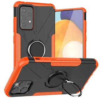 Samsung Galaxy A72 Hybrid Rugged Ring Kickstand Case Orange