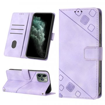 Skin-friendly iPhone 11 Pro Wallet Stand Case with Wrist Strap Purple