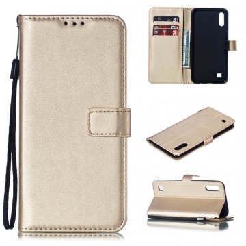 Samsung Galaxy A10 Wallet Kickstand Magnetic Leather Case Gold