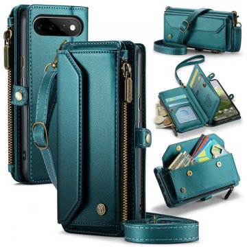 CaseMe Google Pixel 11/Pixel 11 Pro RFID Wallet Case with Crossbody Strap, Zipper Pocket & Wireless Charging Green