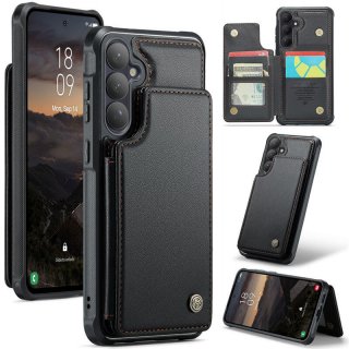 CaseMe Samsung Galaxy S26 Plus RFID Blocking Card Holder Case with Kickstand Black