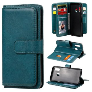 Samsung Galaxy A20e Multi-function 10 Card Slots Wallet Case Dark Green