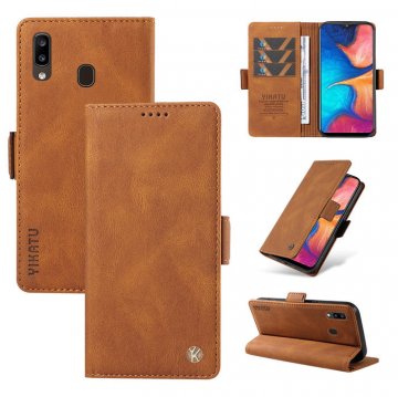 YIKATU Samsung Galaxy A20/A30 Skin-touch Wallet Kickstand Case Brown