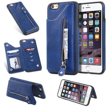 iPhone 6 Plus/6s Plus Wallet Magnetic Stand Shockproof Cover Blue