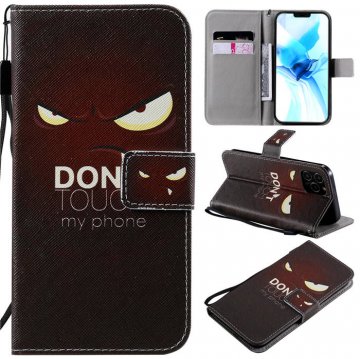 iPhone 12 Pro Embossed Angry Eyes Wallet Magnetic Stand Case