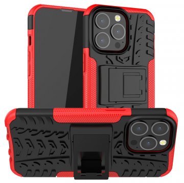 iPhone 13 Pro Anti-Slip Dual Layer Hybrid Kickstand Case Red