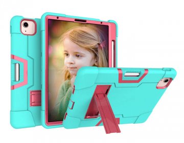 iPad Air 4 10.9 inch 2020 Hybrid Heavy Duty Shockproof Armor Case Mint Green + Rose