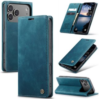 CaseMe iPhone 17 Pro Max Wallet Magnetic Suede Leather Case Blue