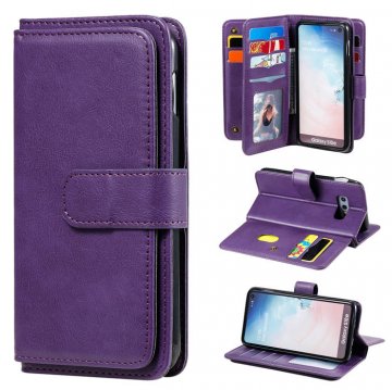 Samsung Galaxy S10e Multi-function 10 Card Slots Wallet Case Violet