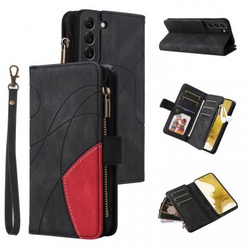Samsung Galaxy S22 Plus Zipper Wallet Magnetic Stand Case Black