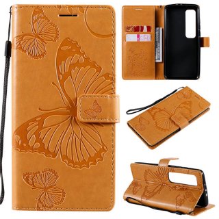 Xiaomi Mi 10 Ultra Embossed Butterfly Wallet Magnetic Stand Case Yellow