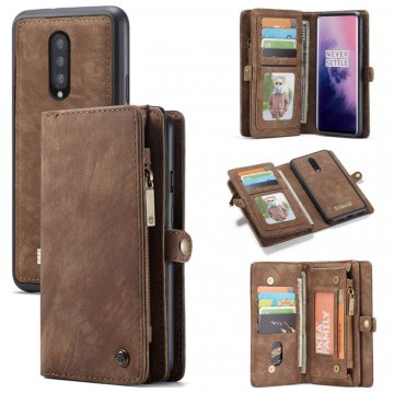 CaseMe OnePlus 7 Pro Zipper Wallet Magnetic Case Coffee