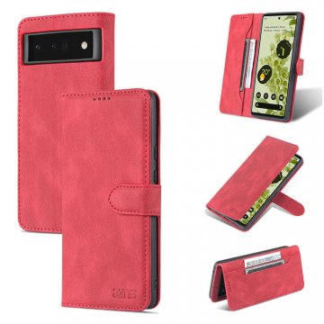 AZNS Google Pixel 6 Wallet Magnetic Kickstand Case Red