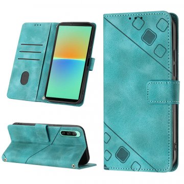Skin-friendly Sony Xperia 10 V Wallet Stand Case with Wrist Strap Green