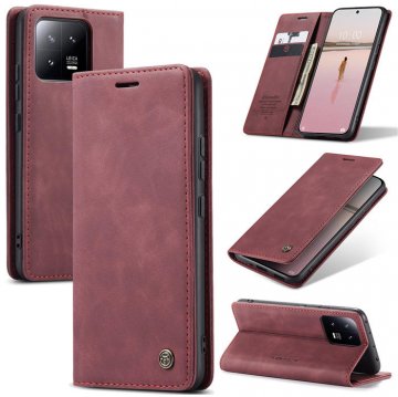 CaseMe Xiaomi 13 Wallet Retro Suede Leather Case Red
