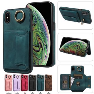 For iPhone XS Max Card Holder Ring Kickstand Case Green