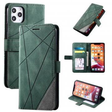 iPhone 11 Pro Max Wallet Splicing Kickstand Leather Case Green