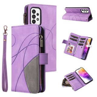 Samsung Galaxy A73 5G Zipper Wallet Magnetic Stand Case Purple