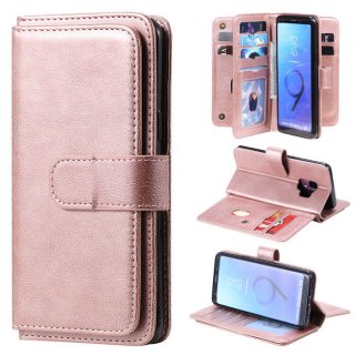 Samsung Galaxy S9 Multi-function 10 Card Slots Wallet Case Rose Gold