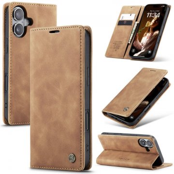 CaseMe iPhone 17 Wallet Magnetic Suede Leather Case Brown