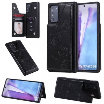 Samsung Galaxy Note 20 Luxury Butterfly Magnetic Card Slots Stand Case Black
