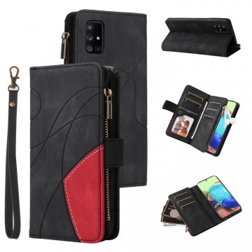 Samsung Galaxy A71 5G Zipper Wallet Magnetic Stand Case Black