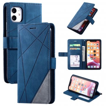 iPhone 11 Wallet Splicing Kickstand PU Leather Case Blue