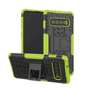 Samsung Galaxy S10 Hybrid Rugged PC + TPU Kickstand Case Green