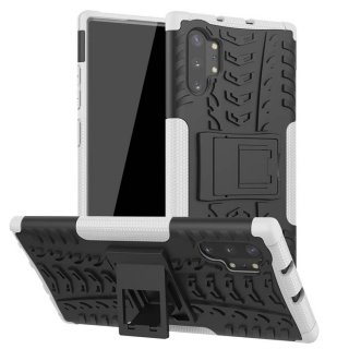 Samsung Galaxy Note 10 Plus Hybrid Rugged PC + TPU Kickstand Case White