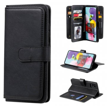 Samsung Galaxy A51 Multi-function 10 Card Slots Wallet Case Black