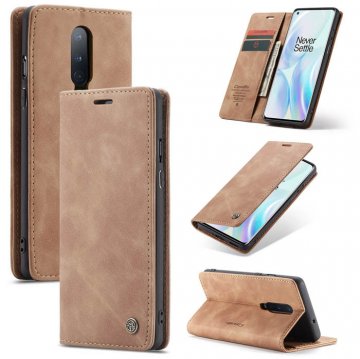 CaseMe OnePlus 8 Wallet Kickstand Magnetic Flip Leather Case Brown