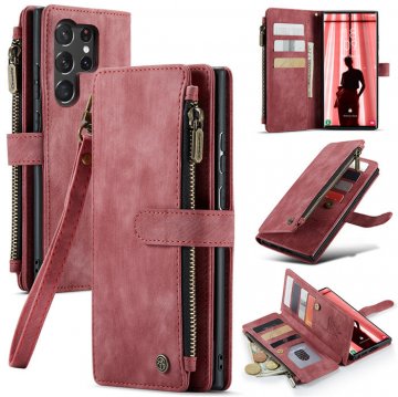 CaseMe Samsung Galaxy S23 Ultra Wallet Kickstand Case Red