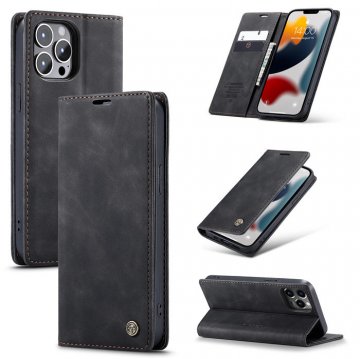 CaseMe iPhone 13 Pro Max Wallet Kickstand Magnetic Case Black