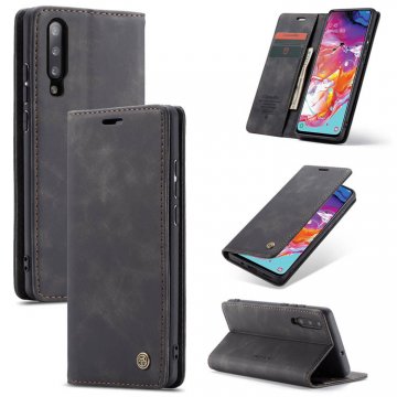 CaseMe Samsung Galaxy A70 Wallet Kickstand Magnetic Case Black
