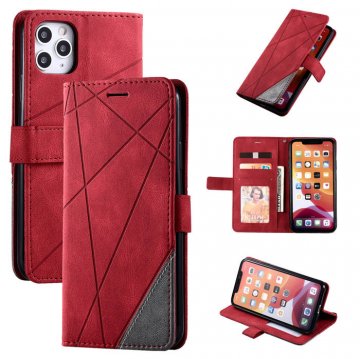 iPhone 11 Pro Max Wallet Splicing Kickstand Leather Case Red