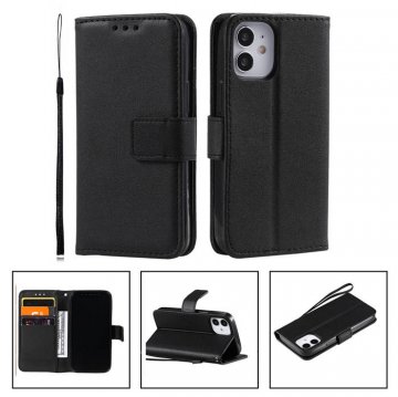 iPhone 12 Mini Wallet Kickstand Magnetic PU Leather Case Black