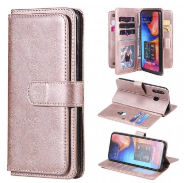 Samsung Galaxy A20/A30 Multi-function 10 Card Slots Wallet Case Rose Gold