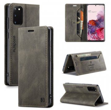 Autspace Samsung Galaxy S20 Wallet Kickstand Magnetic Case Coffee