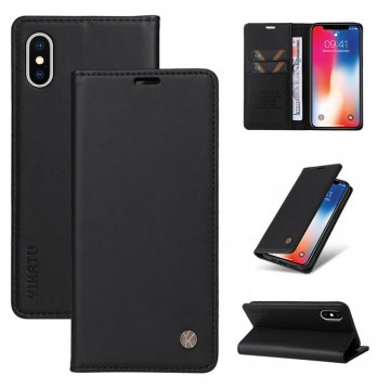 YIKATU iPhone X/XS Wallet Kickstand Magnetic Case Black
