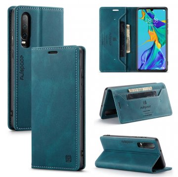 Autspace Huawei P30 Wallet Kickstand Magnetic Case Blue